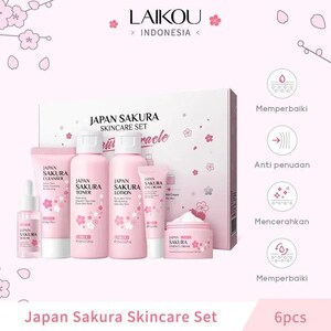 LAIKOU Sakura Skin Care Sets Facial Cleanser Eye Creams Face Cream Serum Lotion Toner Brightening Moisturizing Face Care Kit Nova Trendz