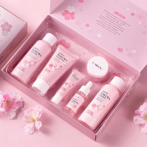 LAIKOU Sakura Skin Care Sets Facial Cleanser Eye Creams Face Cream Serum Lotion Toner Brightening Moisturizing Face Care Kit Nova Trendz