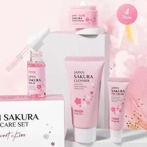LAIKOU Sakura Skin Care Sets Facial Cleanser Eye Creams Face Cream Serum Lotion Toner Brightening Moisturizing Face Care Kit Nova Trendz