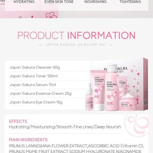 LAIKOU Sakura Skin Care Sets Facial Cleanser Eye Creams Face Cream Serum Lotion Toner Brightening Moisturizing Face Care Kit Nova Trendz
