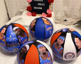 Balón de baloncesto Thunder personalizado, Balón de baloncesto personalizado, Regalo para el fan de OKC, Balón de baloncesto de playoffs, Balón de baloncesto con nombre personalizado
