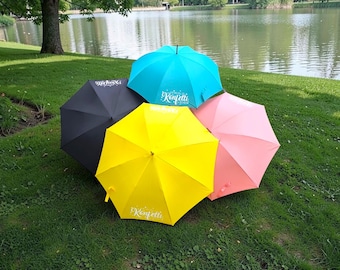 Personalisierter Regenschirm mit Name | Geschenk für Frauen Männer | Individueller Stockschirm | Geschenk Idee Abschieds Geschenke