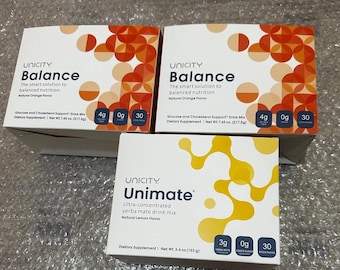 Unicity FEEL GREAT 3 PACK (1x Unimate Lemon 30 sachet & 2 x Balance 60 sachets)