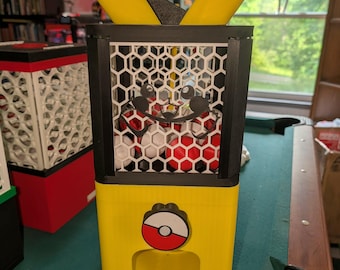 Pikachu Pokémon 3D Printed Gacha Pop Machine – Modular Stackable Capsule Dispenser (No-Glue Assembly)