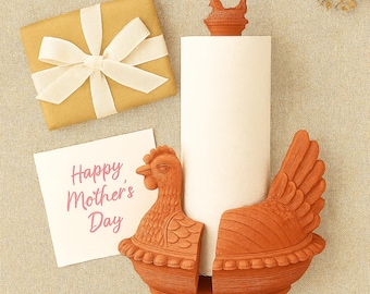 Hen in a Nest Paper Towel Holder – Farmhouse Chicken Kitchen Décor