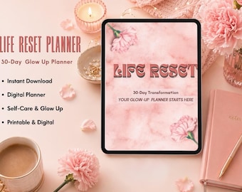 Planejador de Reinvenção de Vida, Transformação em 30 Dias, Rastreador de Hábitos de Autocuidado (Download Digital)