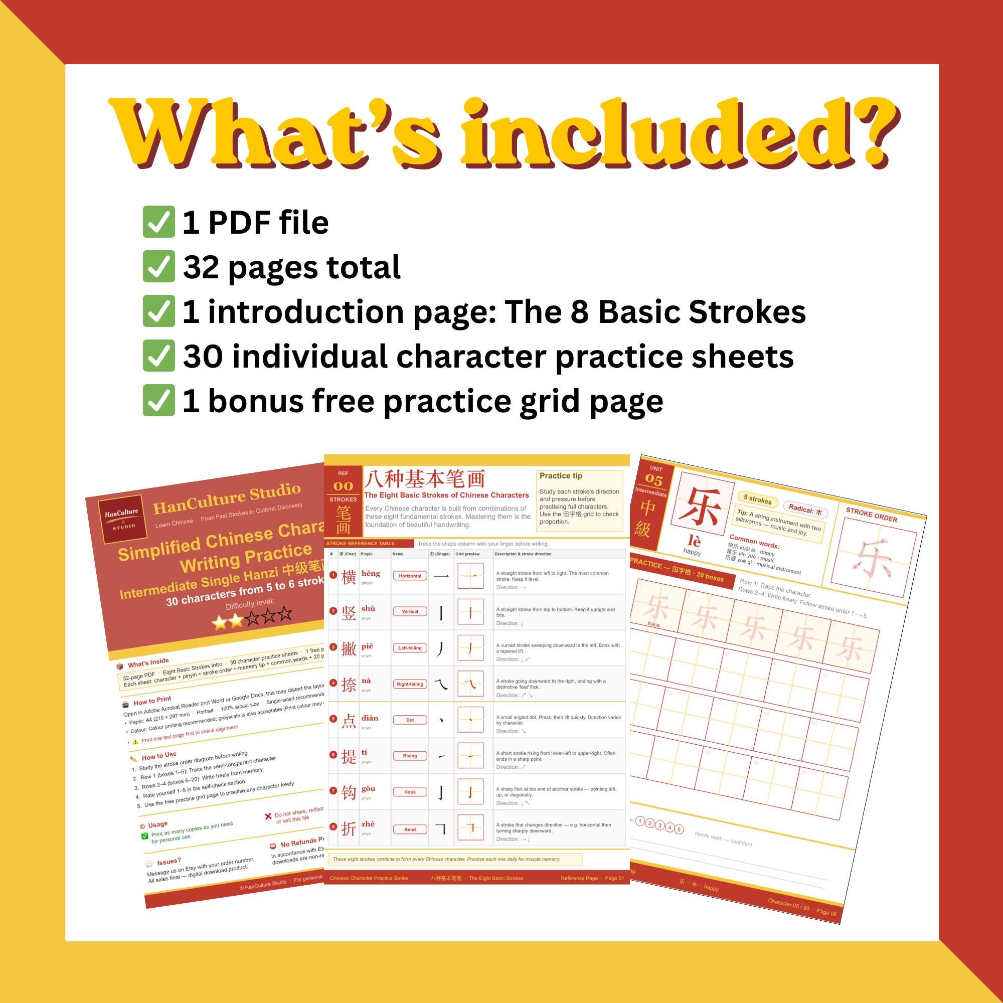 Hanzi Worksheet.pdf Chinese Character Simplified Handwriting Worksheets, 30 Intermediate ...
