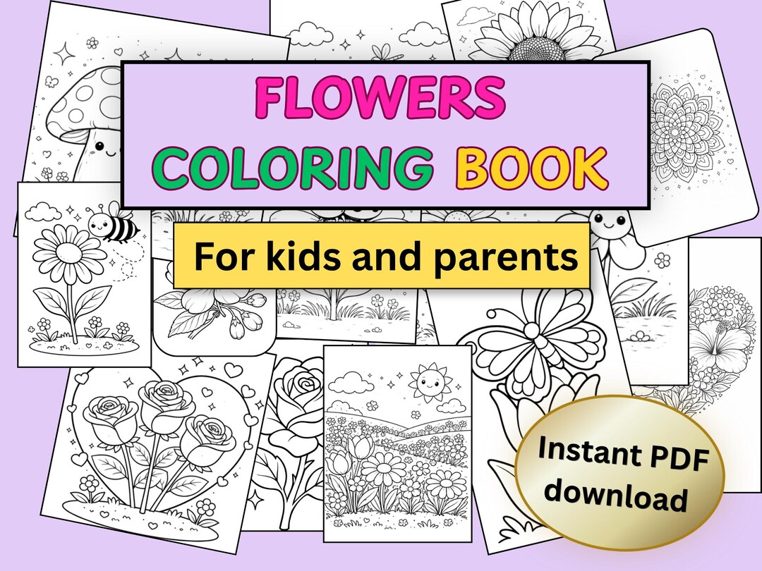 Flowers Coloring Book Printable for Children and Adults | Floral ...