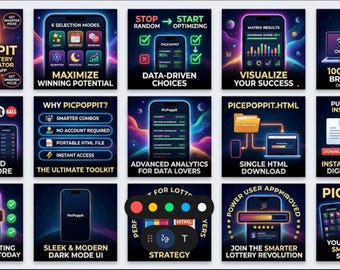 PicPoppit Lottery Number Generator | Offline Browser App | Powerball Mega Millions Pick Numbers Tool