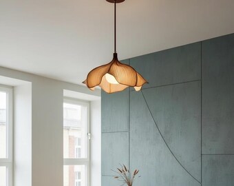 Japanese Wabi-Sabi Resin LED Pendant Light – Petal Ceiling Hanging Lamp for Living Room Bedroom