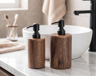 Luxury Walnut Wood Lotion Dispenser Pump Bottle Bathroom Soap Dispenser Sink Accessory