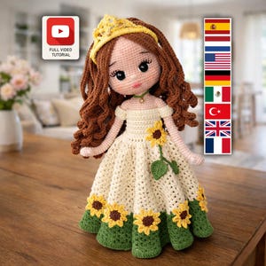 Princess Doll Amigurumi PDF Pattern | Video Supported Crochet Tutorial | Instant Download | 6 Languages