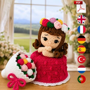 Bloemenboeket Verrassingspop Haakpatroon PDF, 2-in-1 Transformerende Amigurumi Pop, Rozen en Video Tutorial