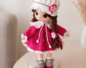 Hazel Meadow Amigurumi, ręcznie robiona szydełkowa zabawka, 30 cm, rustykalny prezent, miękki przedmiot kolekcjonerski