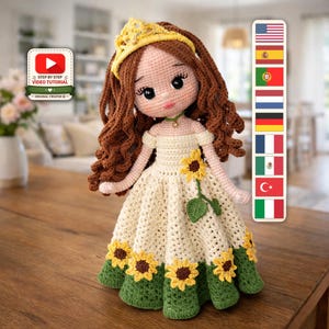 Princess Amigurumi Crochet Pattern PDF | Video Supported Crochet Tutorial | Instant Download | 7 Languages