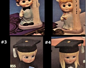 Unpainted Ceramic Bisque Boy OR Girl Graduate with Diploma FOUR CHOICES! Paint Your Own U Paint Ceramic Bisque Ready to Paint