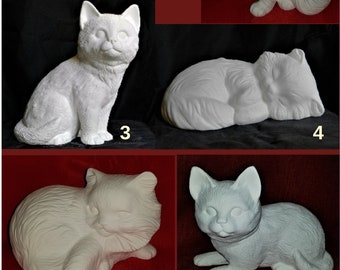 Unpainted Ceramic  Unpainted Ceramic Bisque Cats Kitty Your CHOICE! EACH or ALL - Medium Size 5"- 6"+ Cat Kitten Paint Your Own U Paint