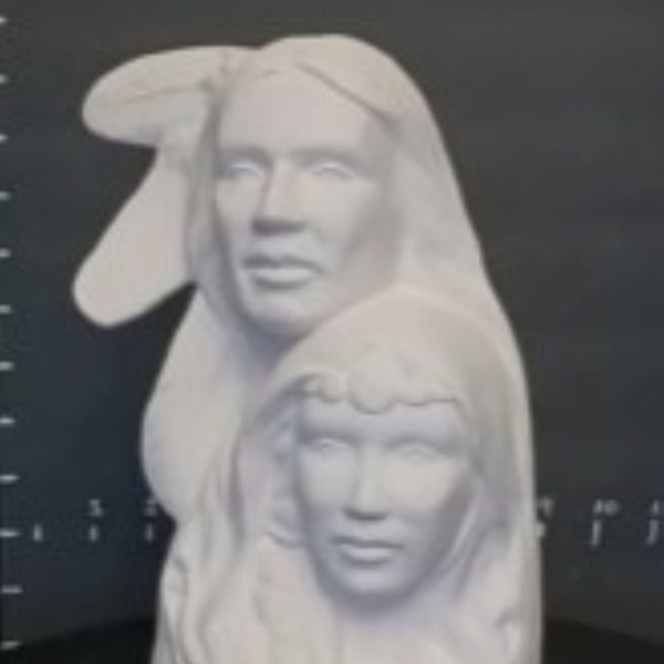 Unpainted Ceramic Native American Lovers Indian Couple Bust -DIY Ready to Paint  Paint Your Own Pottery - U Paint Ceramic Bisque