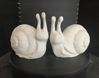 Unpainted Ceramic Garden Snails Yin and Yang Set of 2  You Paint Your Own Pottery U Paint Ceramic Bisque Ready to Paint