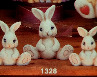 Unpainted Ceramic Set of 3 Small Bunnies 1 larger and 2 Smaller Cuties Paint Your Own Pottery U Paint Ceramic Bisque