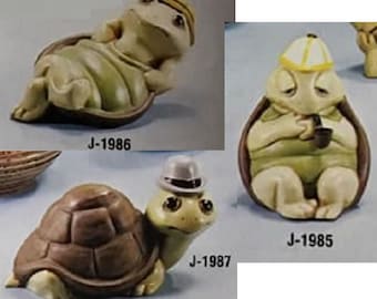 Unpainted Ceramic Relaxing Garden Turtles 3 to chose You Paint Your Own Pottery U Paint Ceramic Bisque Ready to Paint