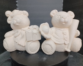 Unpainted Ceramic Lg Gare Bear- Baseball Bear or Christmas Bear - your choice You Paint Your Own Unfinished Gare Bear