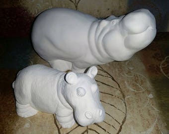 Unpainted Ceramic Mommy and Baby Hippo Pair Baby Fiona Hippo Unpainted Ceramic Bisque Paint Your Own Pottery U Paint Ceramic Bisque