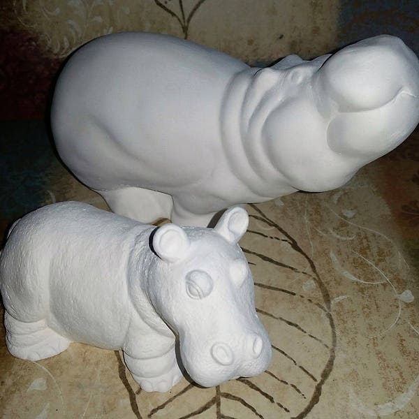 Unpainted Ceramic Mommy and Baby Hippo Pair Baby Fiona Hippo Unpainted Ceramic Bisque Paint Your Own Pottery U Paint Ceramic Bisque