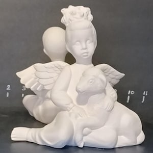 Unpainted Ceramic Bisque African American Boy & Girl Angels Ready to Paint PAIR of Black Angels Paint Your Own U Paint Ceramic Bisque