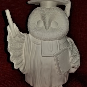 Unpainted Ceramic Bisque Owl Graduate with Diploma or Professor Paint Your Own - U Paint Ceramic Bisque Ready to Paint Your Own Unfinished