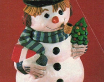 Unpainted Ceramic Bisque Snowman Icy the Snowman w/tree and present You Paint Your Own Unpainted Ceramic  Ceramic Bisque