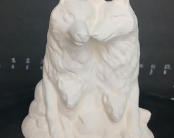 Unpainted Ceramic Wolf Pack 2 Adults 2 Pups -DIY Craft Ready to Paint