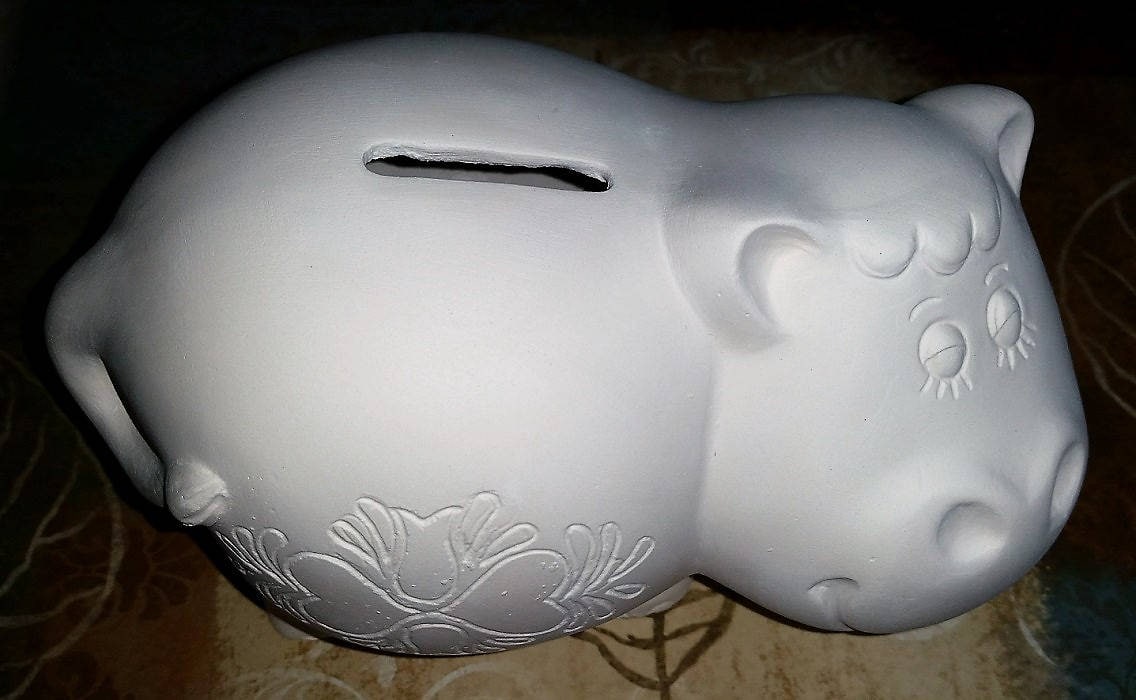 Ready to Paint Ceramic Bisque Hippo Piggy Bank Unpainted Etsy