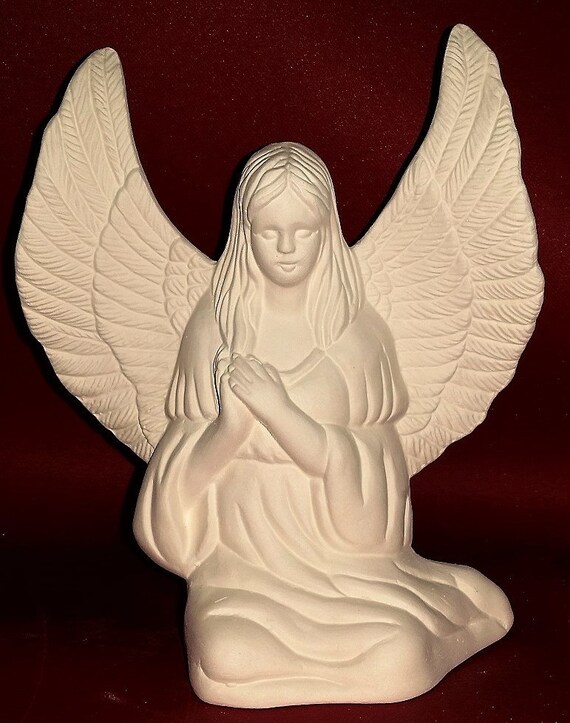 Ready to Paint Unpainted Ceramic Bisque Sitting Angel with Etsy