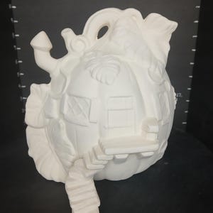 Unpainted Ceramic Bisque Fairy House LIGHTS UP or PLAIN Pumpkin Fairy Garden Unpainted Ceramic  Your Own Pottery U Paint Ceramic Bisque