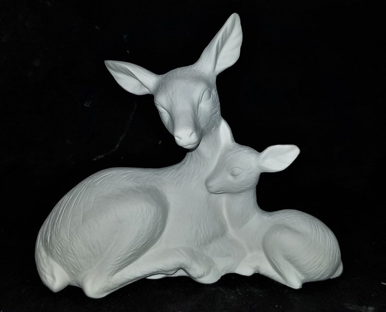 Unpainted Ceramic Bisque Deer Doe and Fawn Ready to Paint DIY Etsy