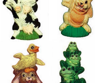 Unpainted Ceramic  Animal Stackers- Cow- Frog-Bunny-Animal trio Unpainted Ceramic Bisque Unfinished Ceramic U Paint Your Own Pottery