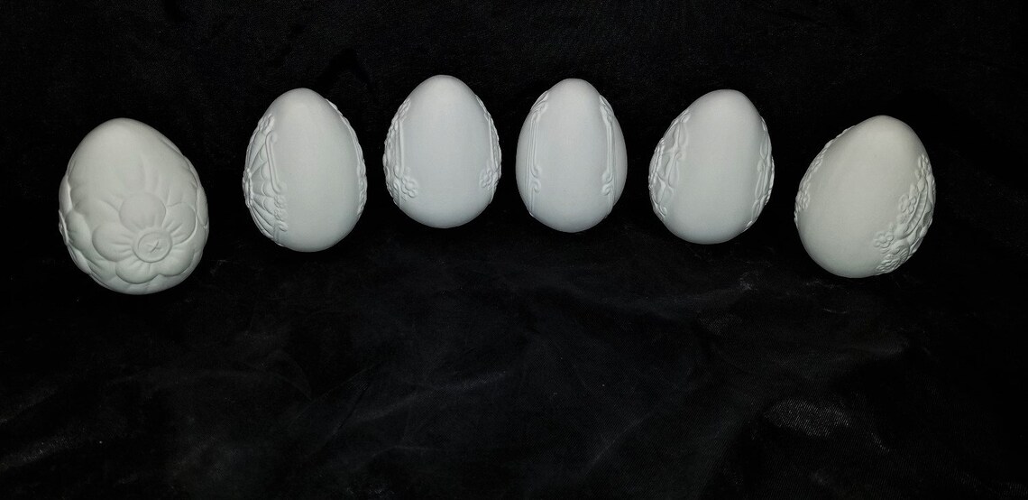 Unpainted Ceramic Bisque 6 EASTER EGGS Decorative Ready to Etsy