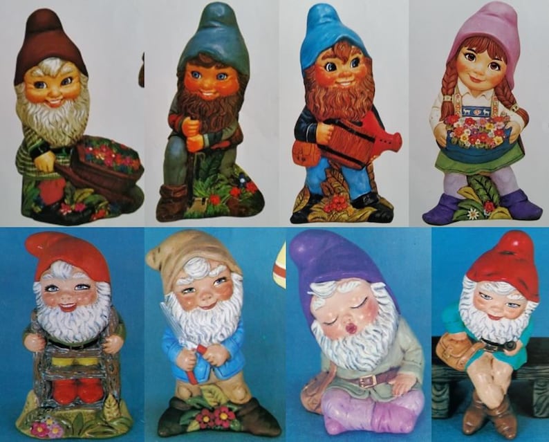 Unpainted Ceramic Bisque Set of 8 Gnomes Fairy Garden Set of Etsy