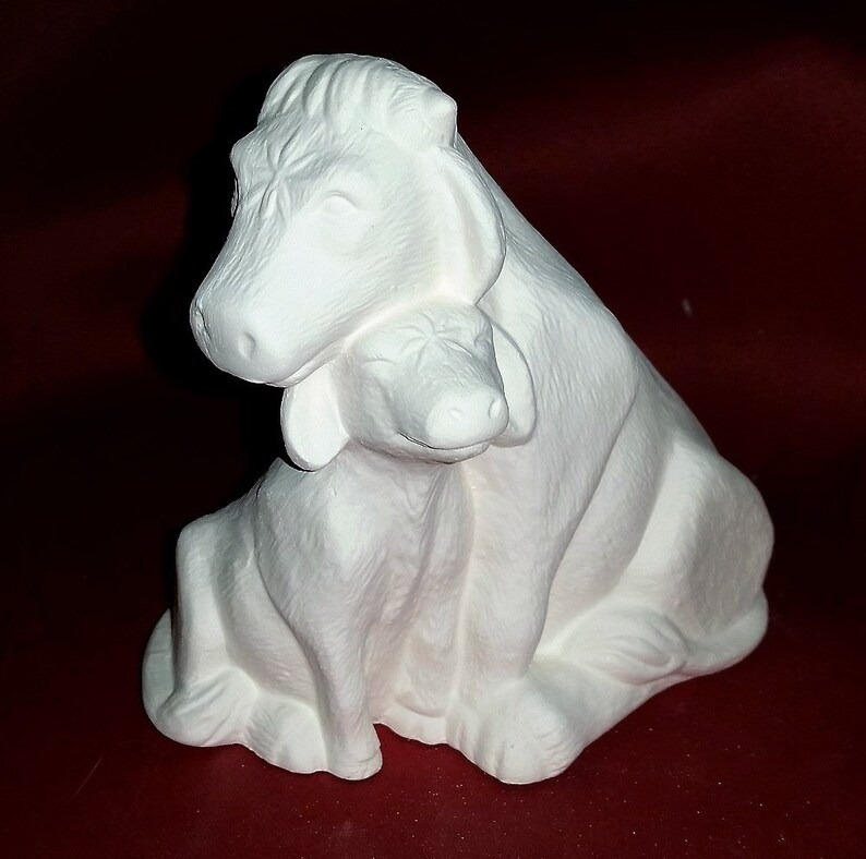 Ready to Paint Ceramic Bisque COWS Mom and Baby Cow Unpainted Etsy
