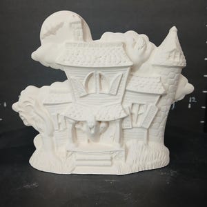 Unpainted Ceramic Small Spooky Halloween Haunted House Ready to Paint Ceramic Bisque  Paint Your Own Pottery - U Paint Ceramic Bisque