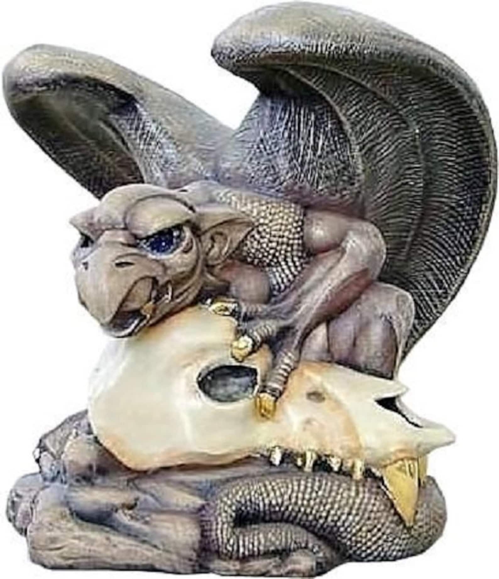 Ready to Paint Gargoyle Sitting on Large Skull Unpainted Etsy