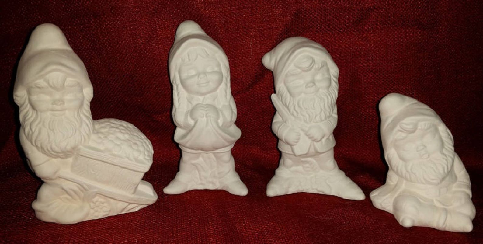 Unpainted Ceramic Bisque Set of 8 Gnomes Fairy Garden Set of Etsy