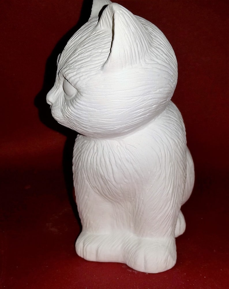 Ready to Paint Sitting Cat Home Decor Unpainted Ceramic Bisque Etsy