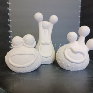Unpainted Ceramic Monsters Set of 3! Silly Monsters with 2 or 3 Eyes Unpainted Ceramic  Unpainted Ceramic Bisque You Paint Your Own U Paint