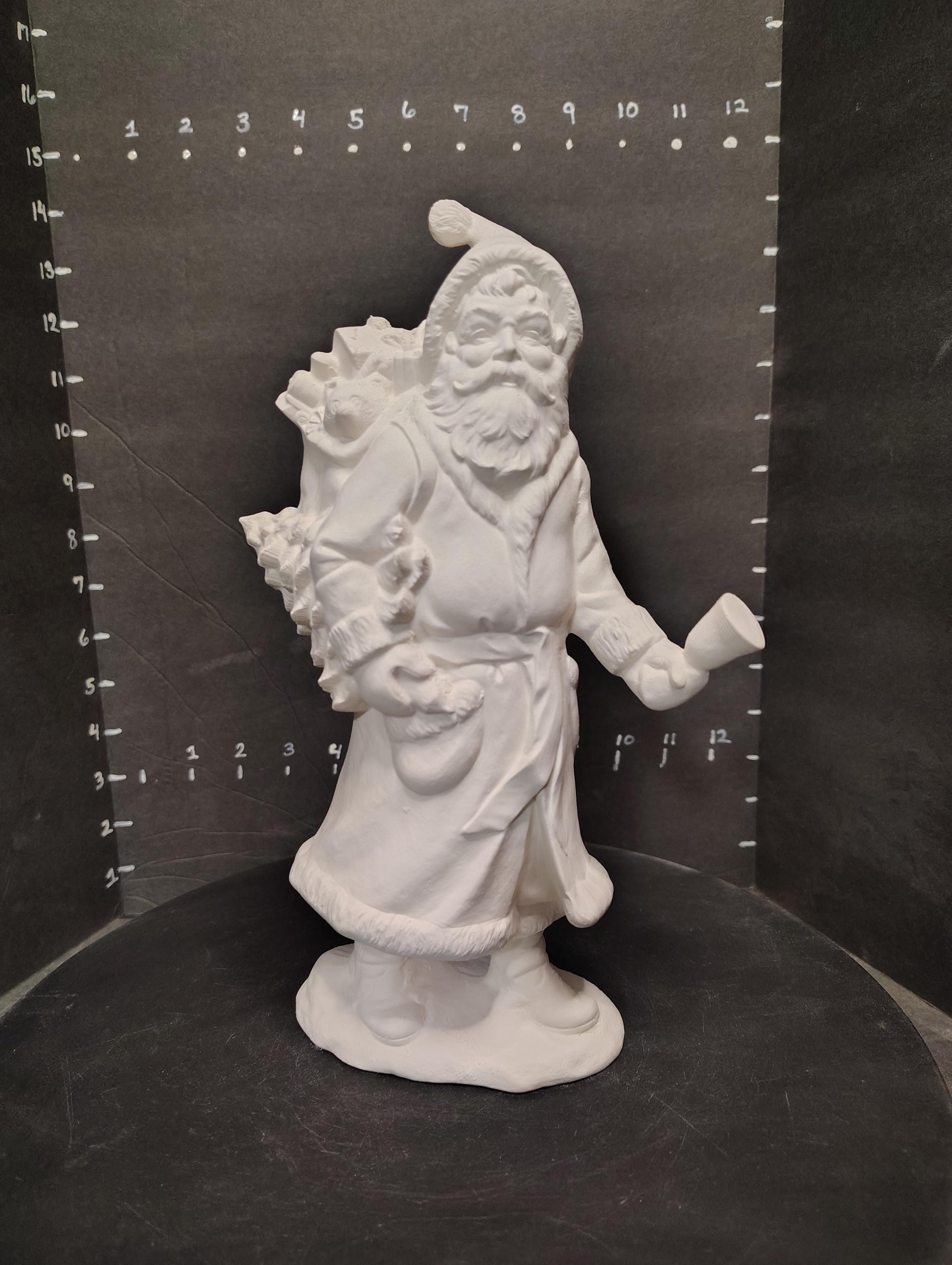 Ready to Paint Old World Santa with Bell, Small Tree & Bag of Toys Unpainted Ceramic Bisque You Paint Your Own U Paint Ceramic Bisque