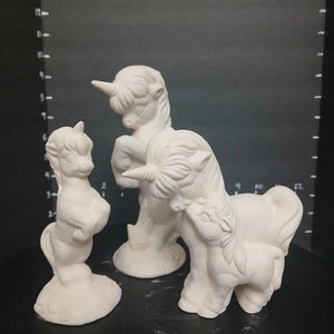 Unpainted Ceramic Unicorn Family CHOICE! 3 to choose from or the Set! DIY Unpainted Ceramic  Ceramic Bisque-Paint Your Own Pottery U Paint