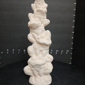 Unpainted Ceramic Frog Stack - DIY Craft Ready to Paint Bisque