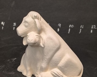 Unpainted Ceramic Bisque Cows – Mother and Baby, Paint Your Own Pottery