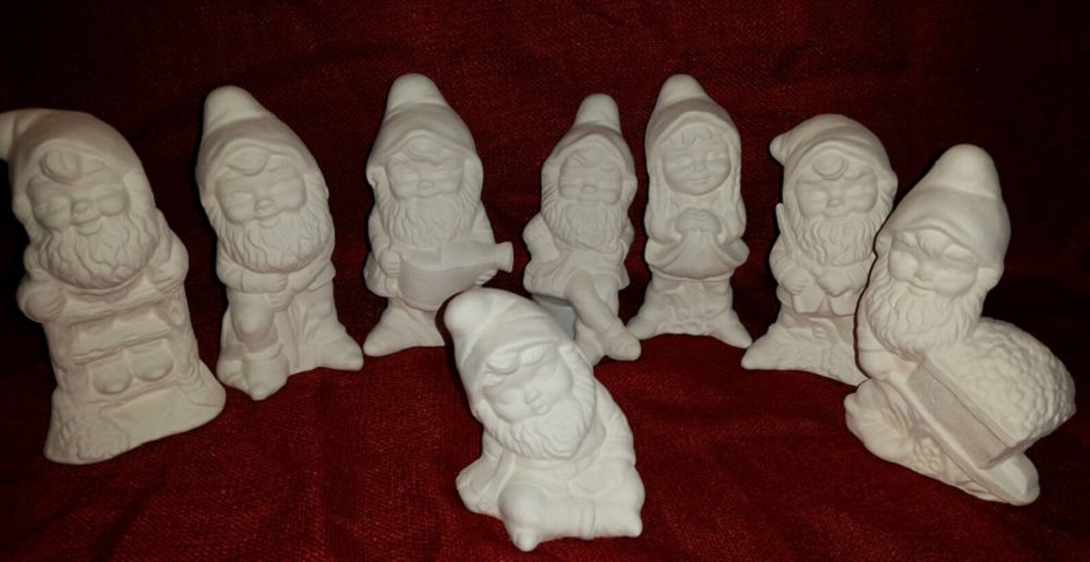 Unpainted Ceramic Bisque Set of 8 Gnomes Fairy Garden Set of Etsy